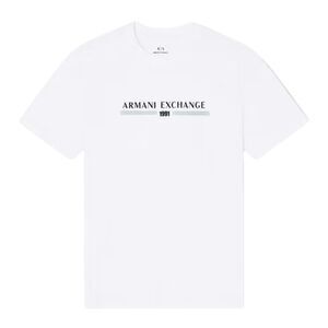 Armani Exchange Mens Linear Logo T-Shirt / Off White